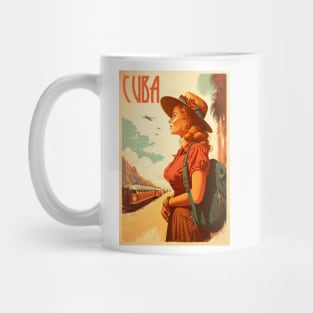 Cuba Woman Vintage Travel Art Poster Mug